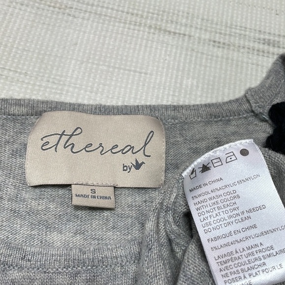 Ethereal Papercrane Sweater Tunic Dress Grey Black Fringe Size Small - Picture 11 of 11